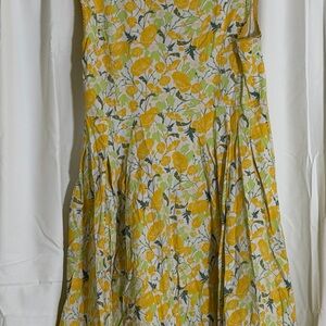 Modcloth Yellow and Green Floral Midi Dress